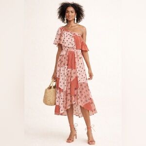 House of Harlow 1960 x Revolve Leya rose patchwork asymmetric dress. Large